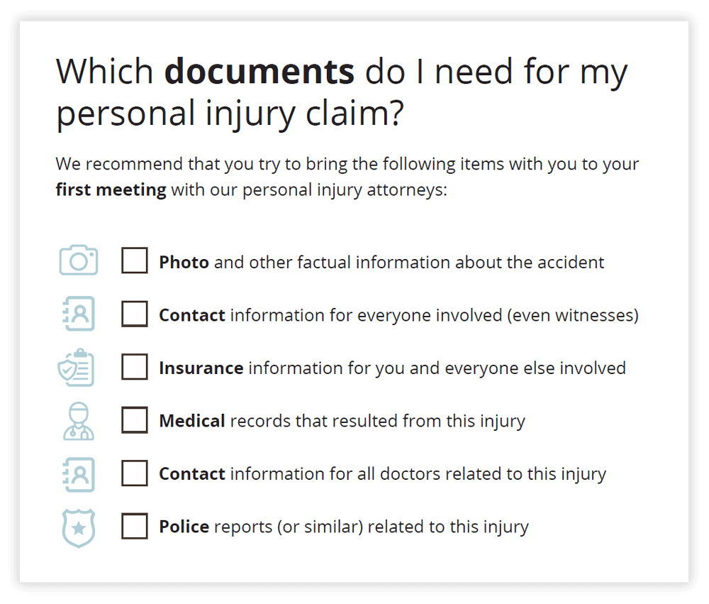 Personal Injury Case Checklist
